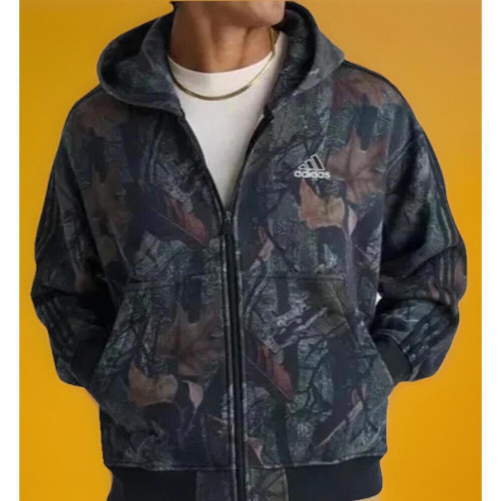 $80 Adidas JY2775 Camoflage FZ Track Top 3 Stripe Full Zip Hoodie Jacket Men's M